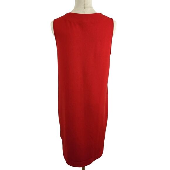 GAP Size 6 Vibrant Red Shift Dress Sleeveless Split Neck Red Zippered Pockets - Picture 6 of 11
